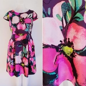 VINCE CAMUTO Floral Scuba Fit Popover Dress 0P